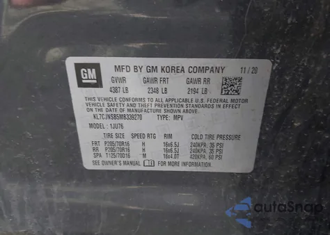 2021 Chevrolet Trax Awd Ls from USA, damaged, VIN KL7CJNSB5MB339270